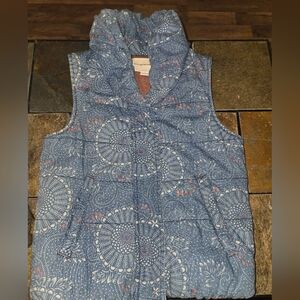Pilcro and the Letterpress Blue Floral Puffer Vest